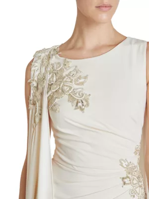 zuhair murad bead embroidered tea length dress