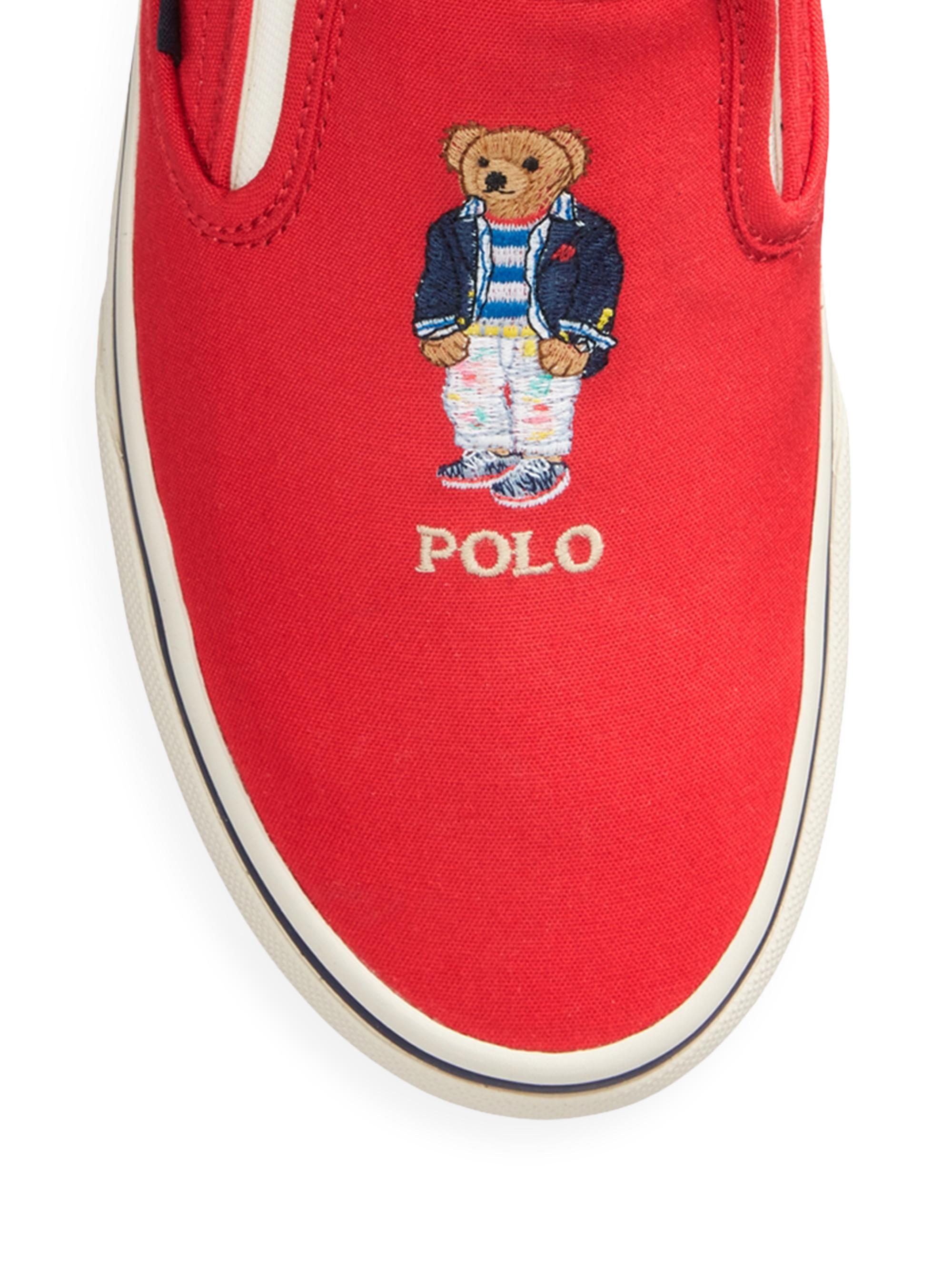 NEW Men’s Polo Ralph Lauren Red Bear Slip-On Canvas Sneakers Keaton Amazon.com | Canvas Bear-Keaton-Slip-SK-SPO | Fashion Sneakers main image 4