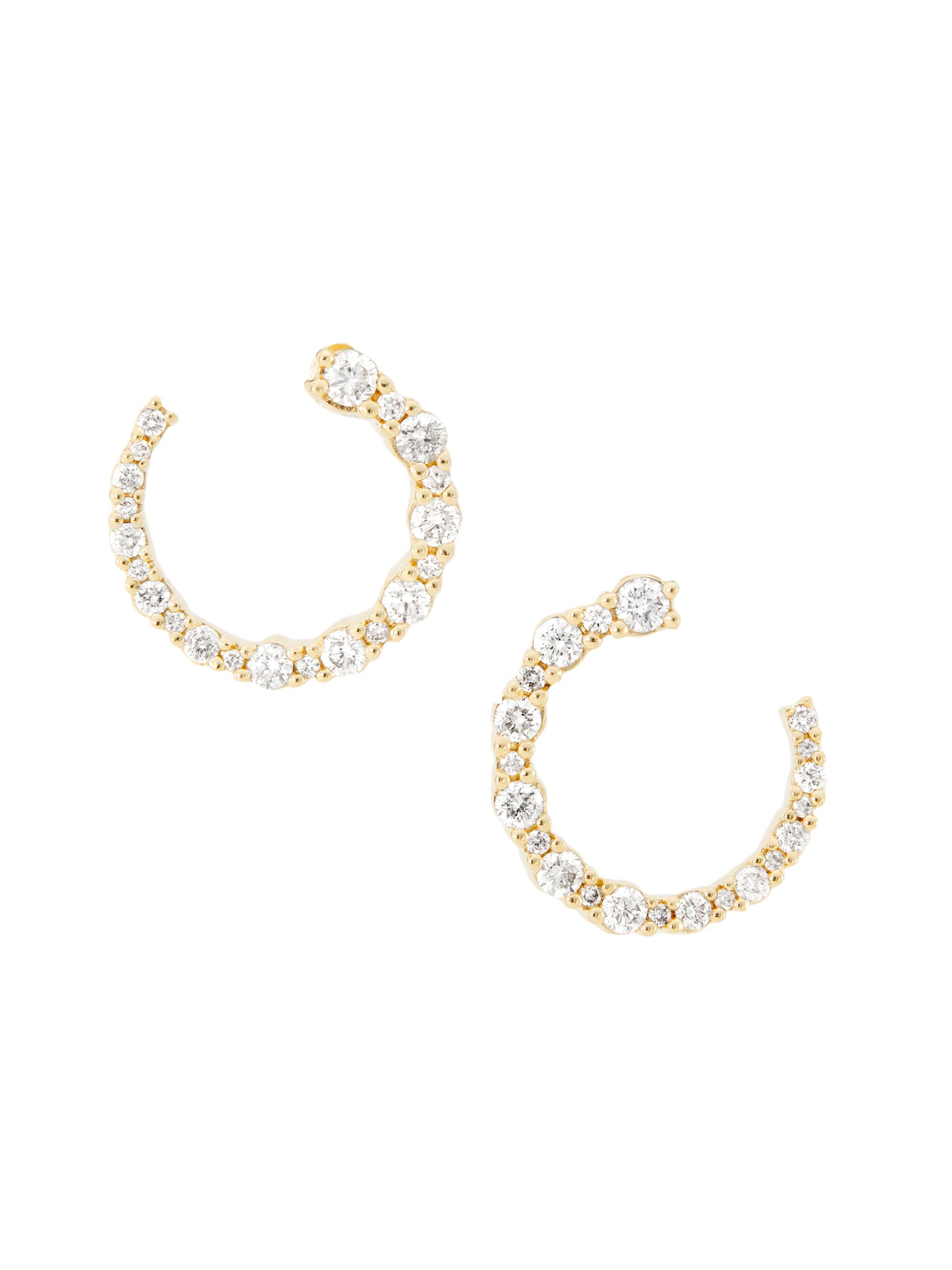 Saks Fifth Avenue Collection Women's 14K Yellow Gold & 0.75 TCW Diamond Front-Facing Hoop Earrings - Yellow Gold
