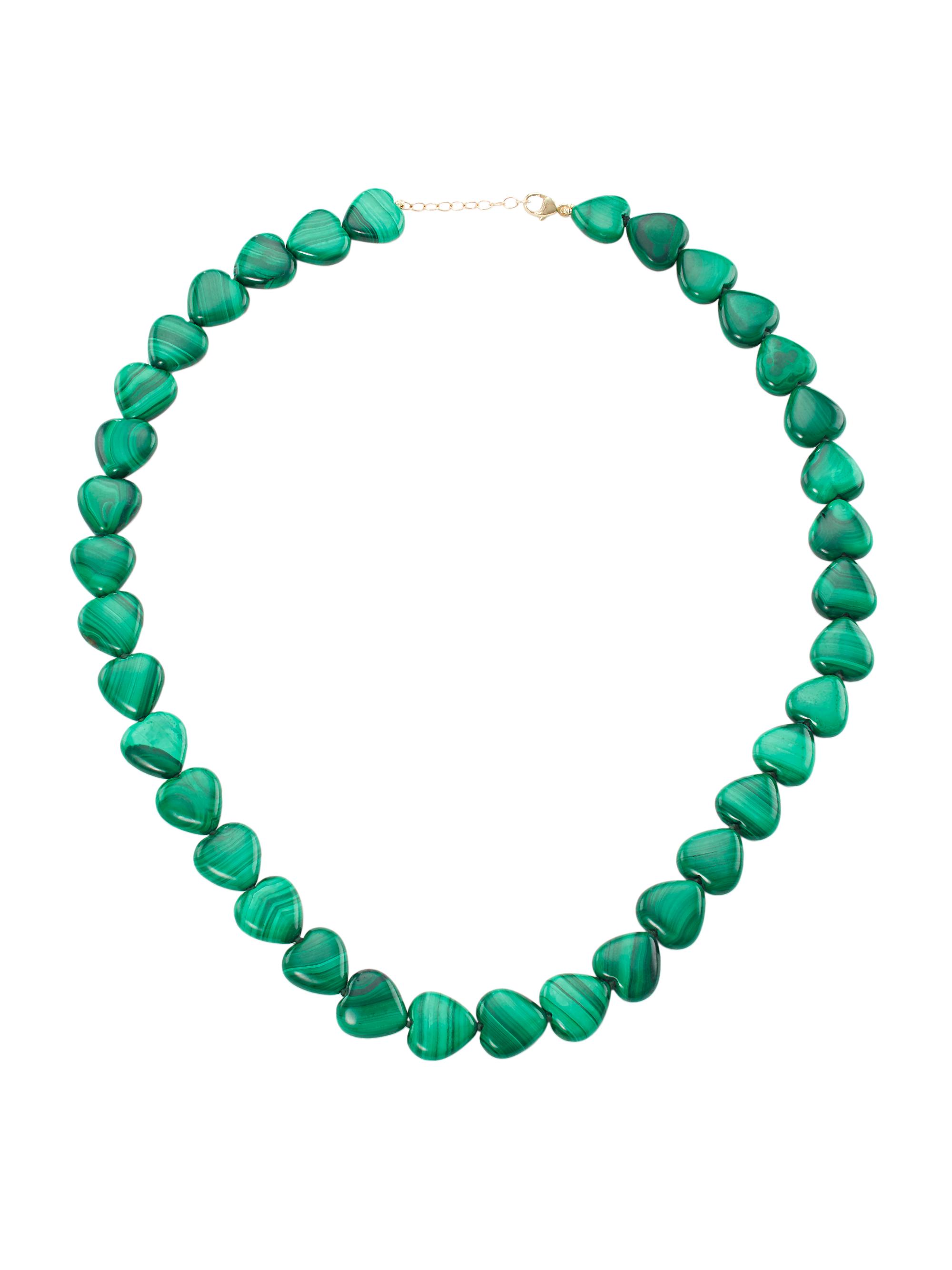 Jia Jia Women's Oracle Malachite Heart Necklace - Green
