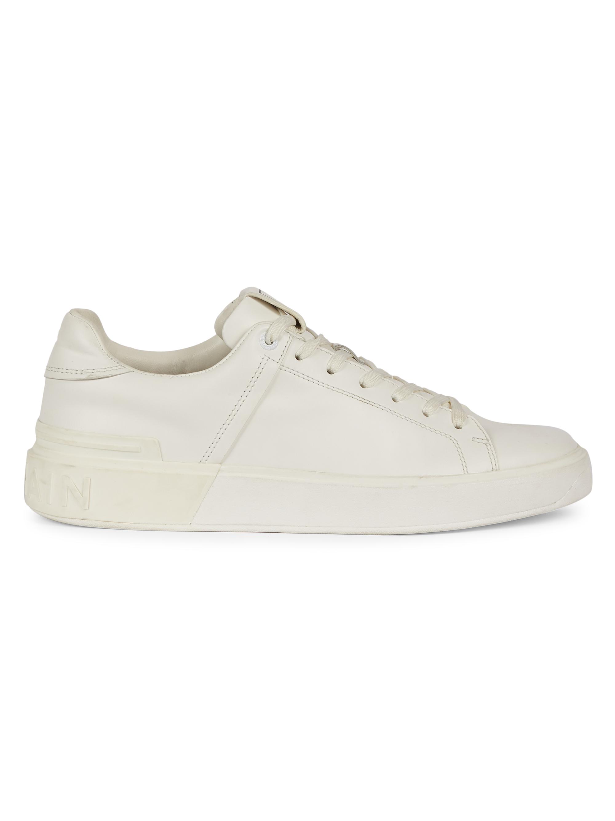Balmain Men's B Court Leather Low-Top Sneakers - Blanc