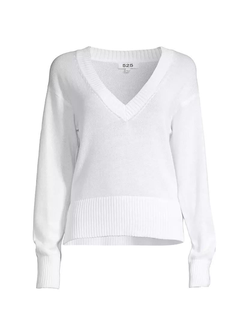 Women's 525 America, V-Neck Cotton Blend Sweater