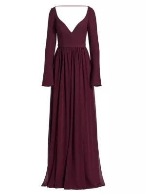 Vera Wang Bride Women's Leonie V-Neckline Gown - Burgundy