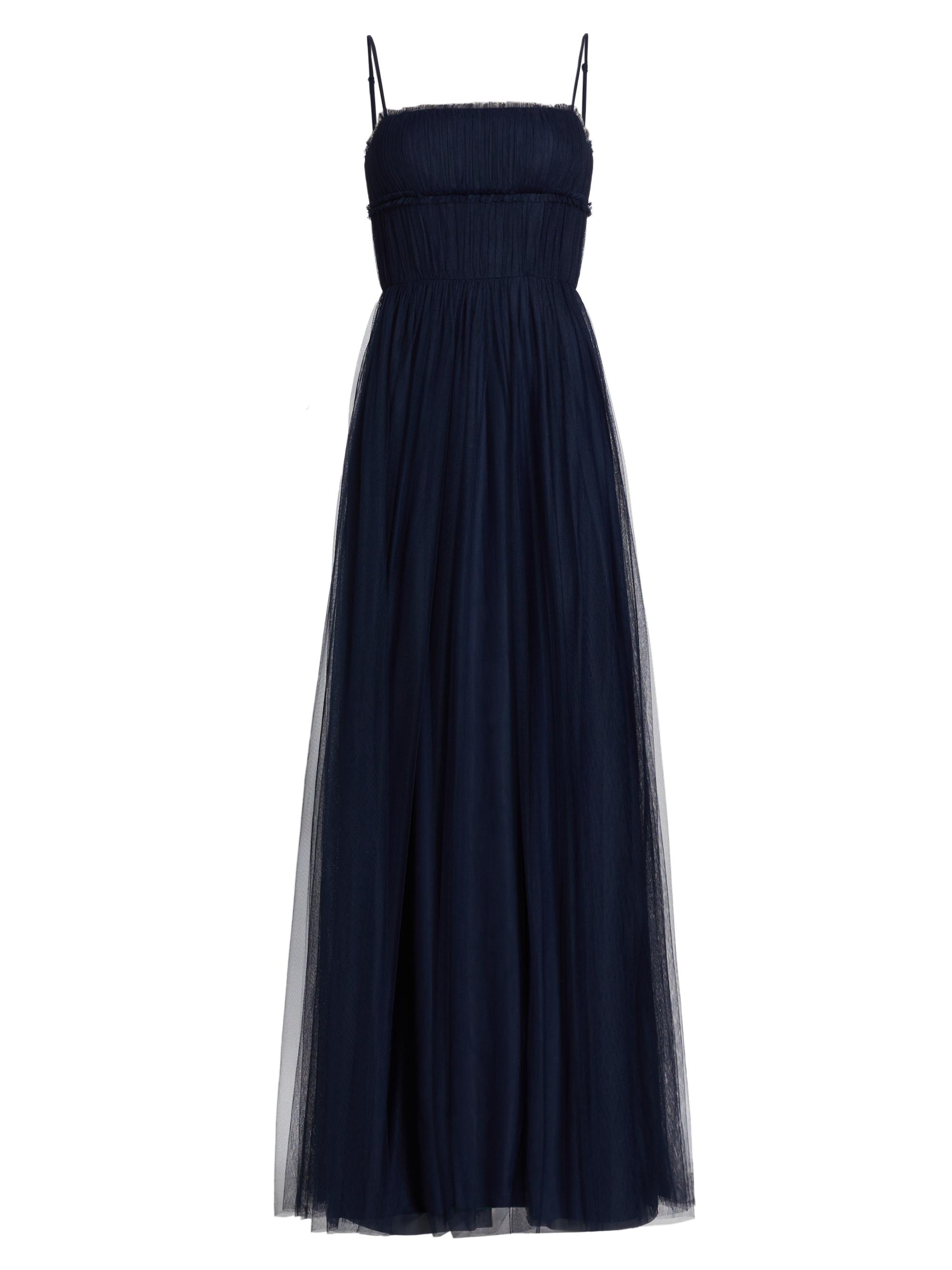 Vera Wang Bride Women's Manuela Tulle Cape Back Gown - Navy
