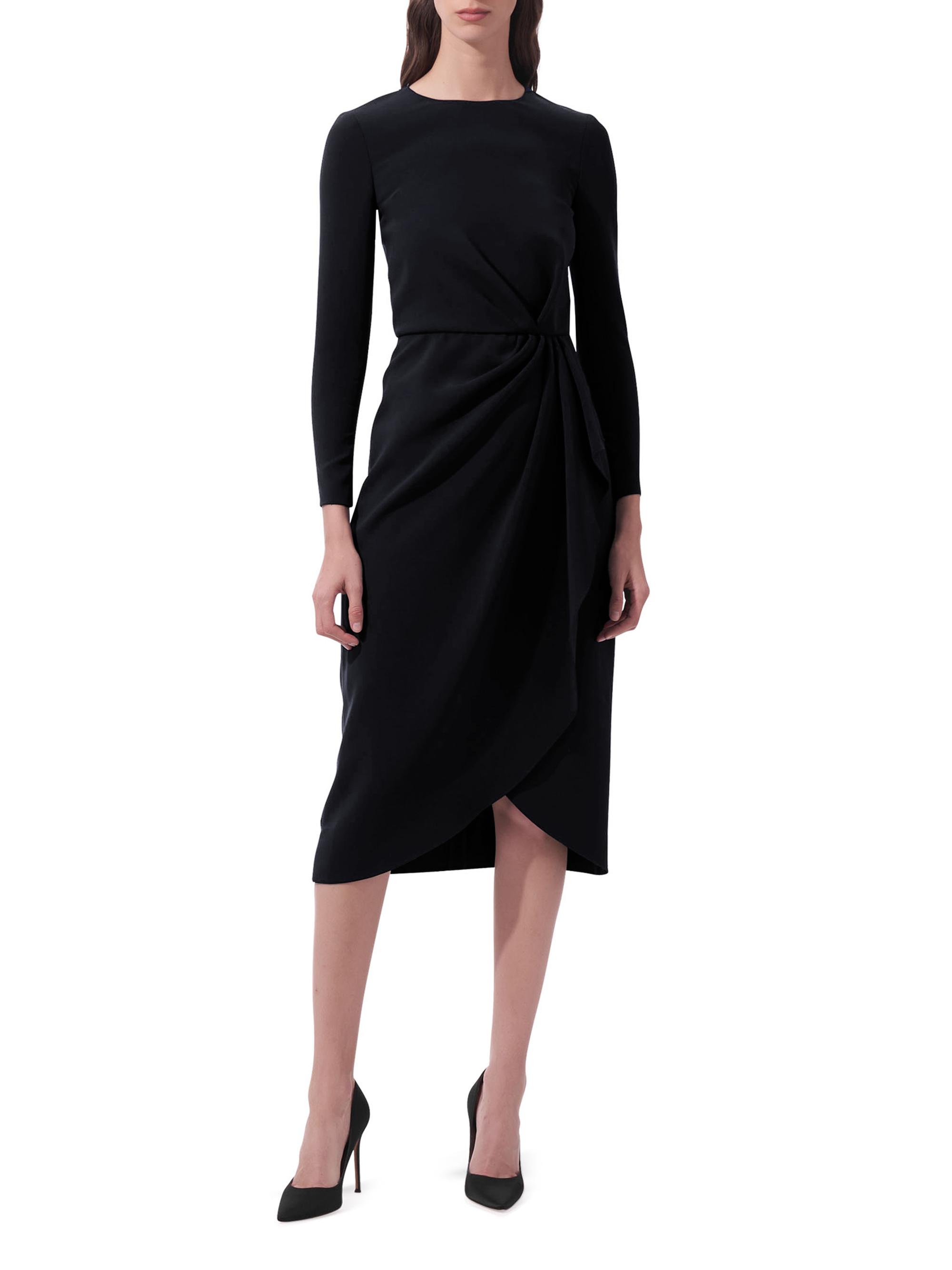 Carolina Herrera Women's Draped Long-Sleeve Midi Dress - Black | Thumbnail 2