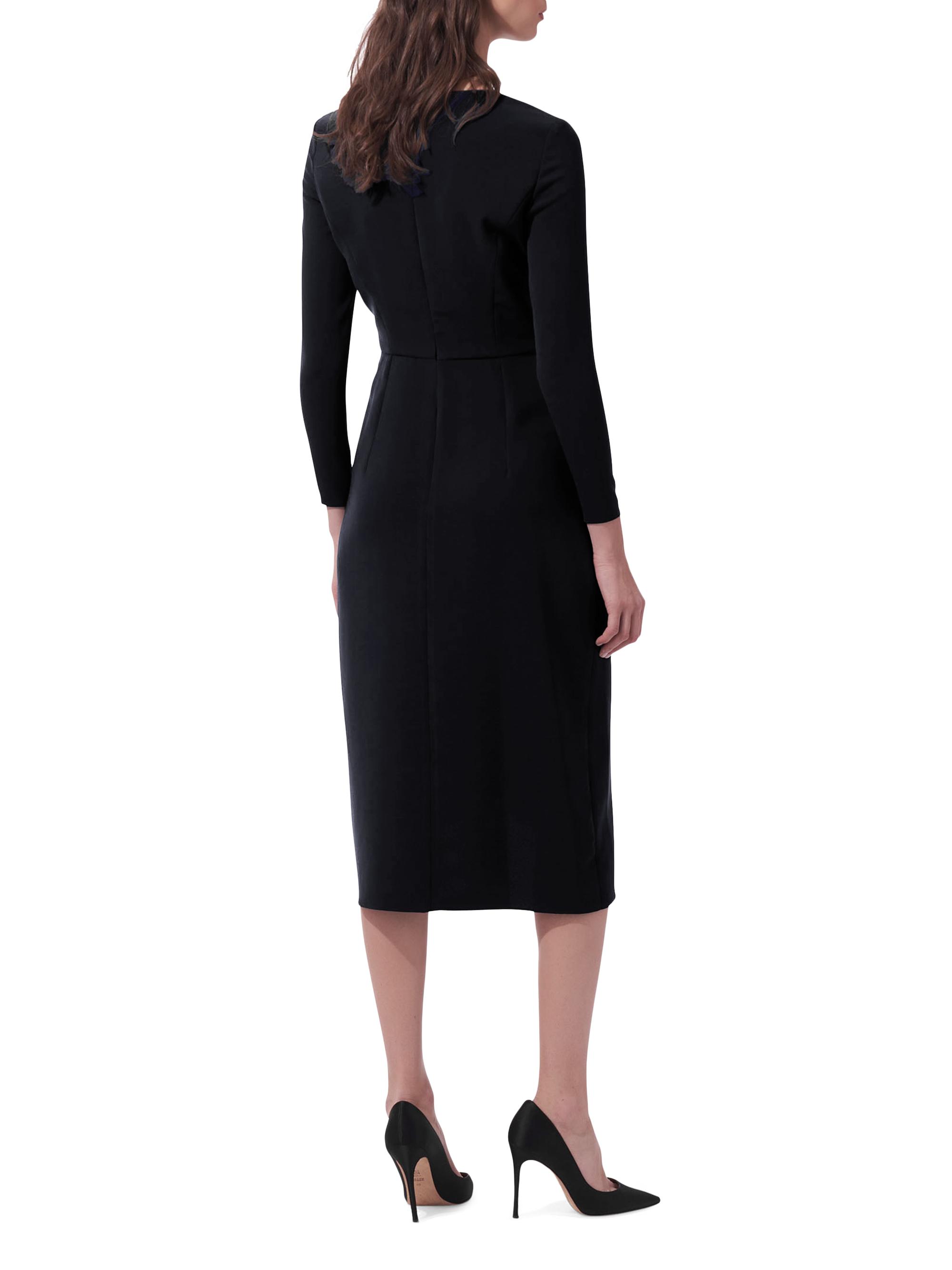 Carolina Herrera Women's Draped Long-Sleeve Midi Dress - Black | Thumbnail 3