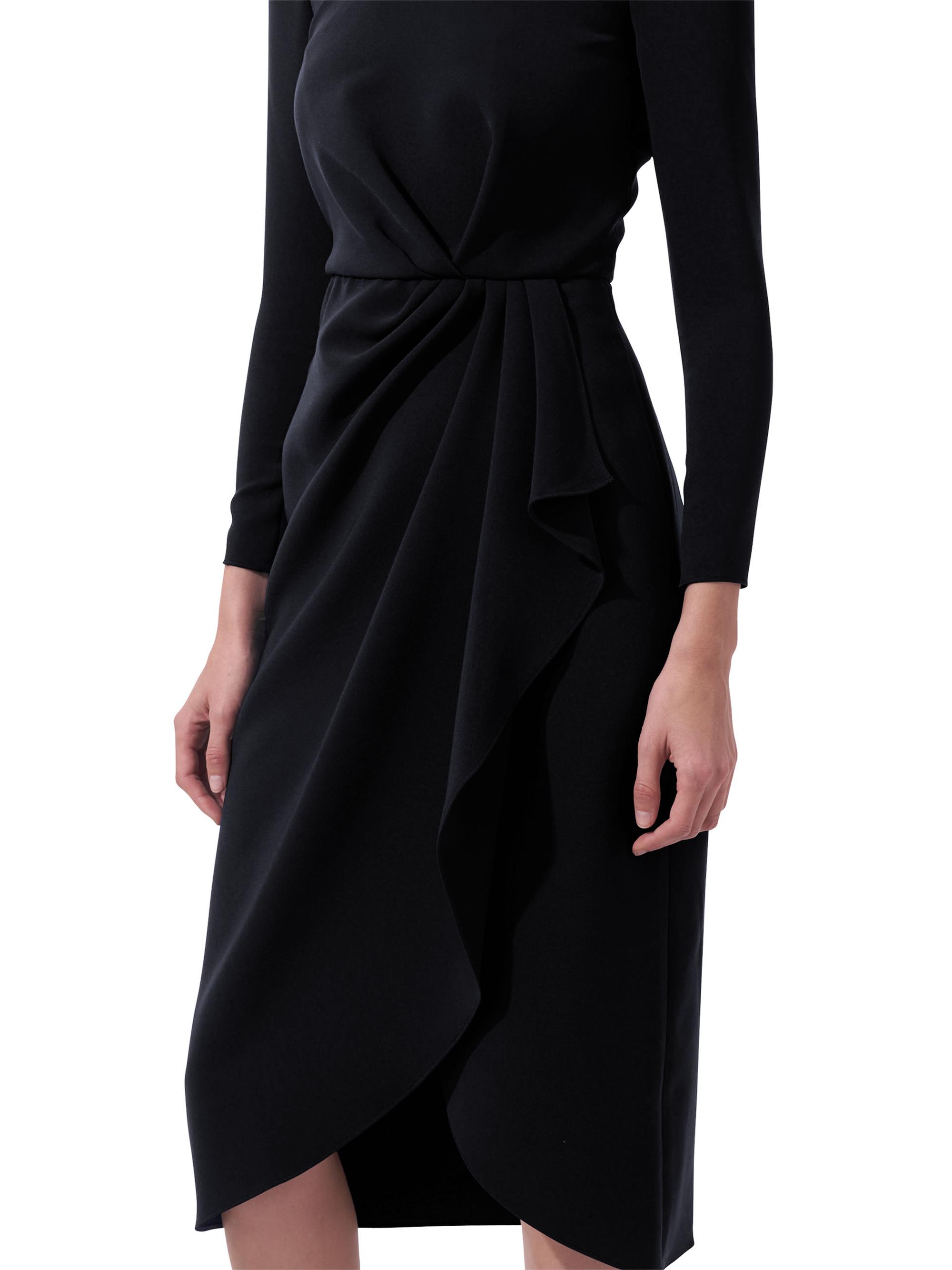Carolina Herrera Women's Draped Long-Sleeve Midi Dress - Black | Thumbnail 4