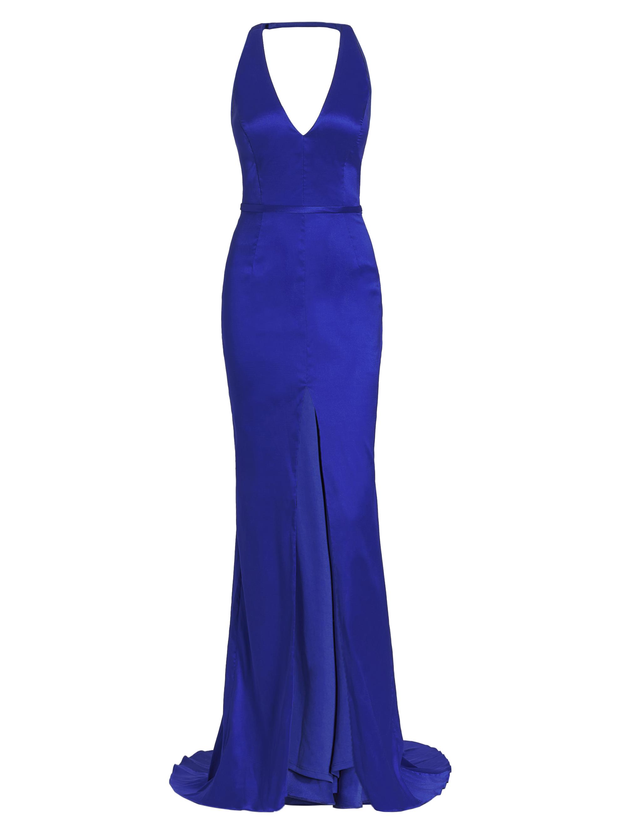 Vera Wang Bride Women's Constance High Front Slit Gown - Royal Blue