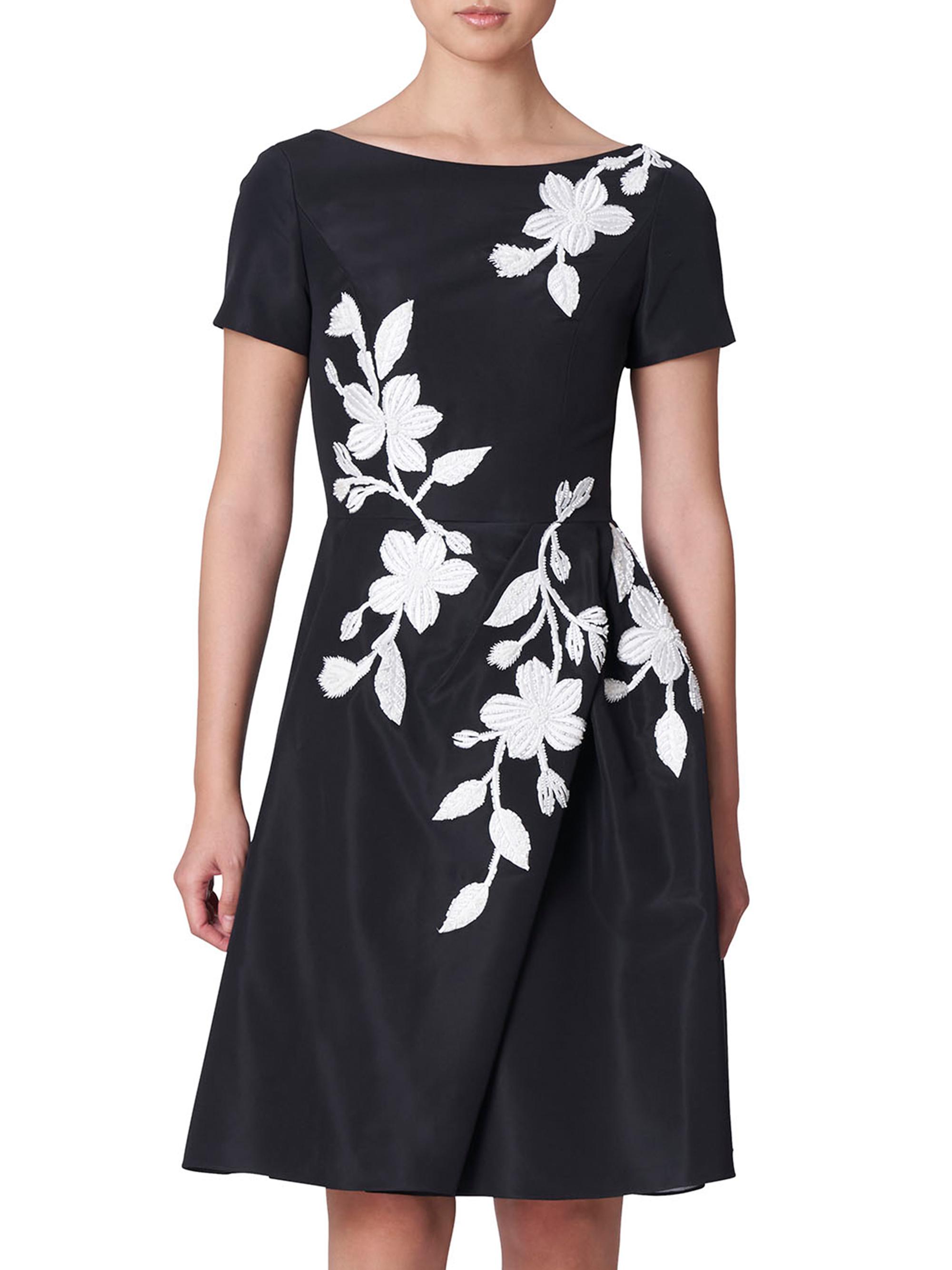 Carolina Herrera Floral-Embroidered Knee-Length Dress | Saks Fifth Avenue