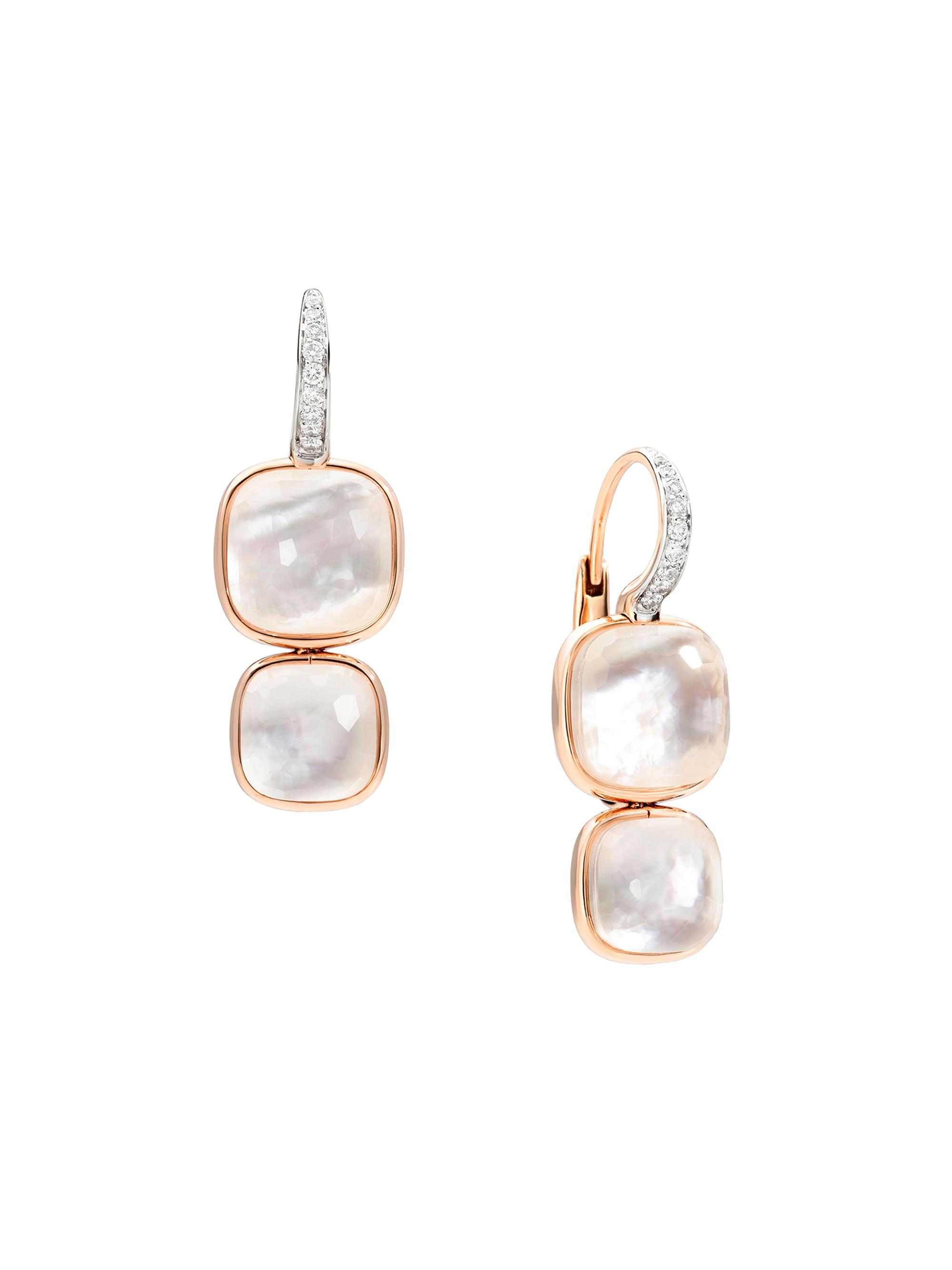 Pomellato Women's Nudo 18K Rose Gold, White Topaz, Mother-Of-Pearl & Diamond Drop Earrings