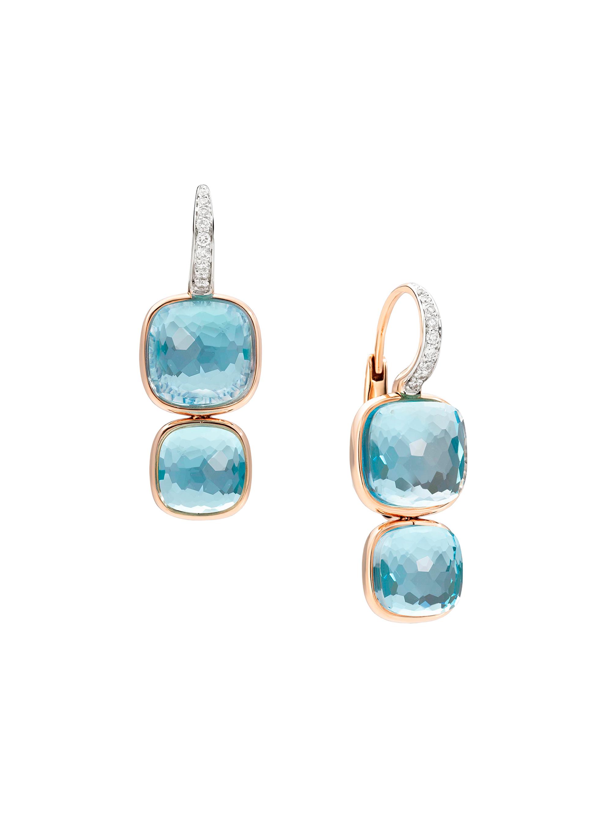 Pomellato Women's Nudo 18K Rose Gold, Sky Blue Topaz & Diamond Drop Earrings