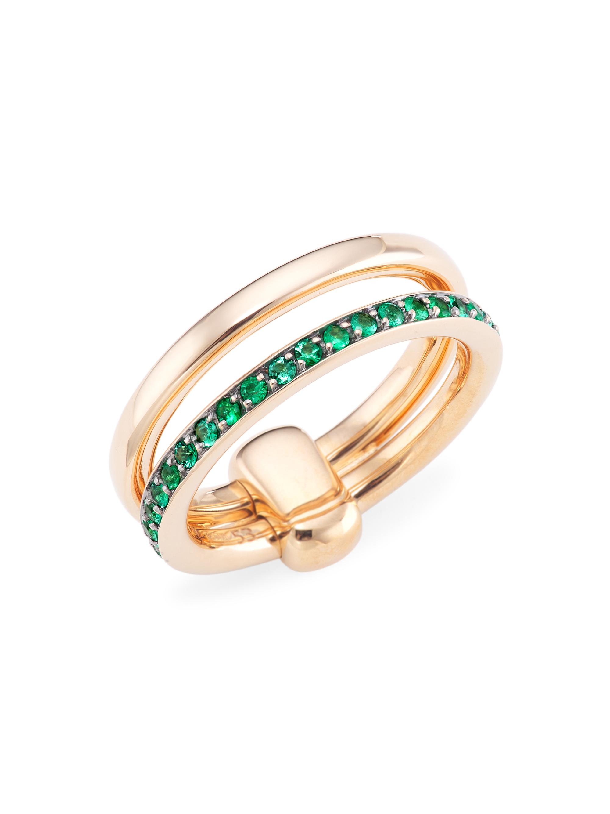 Pomellato Women's Iconica 1K Rose Gold & Emerald Ring