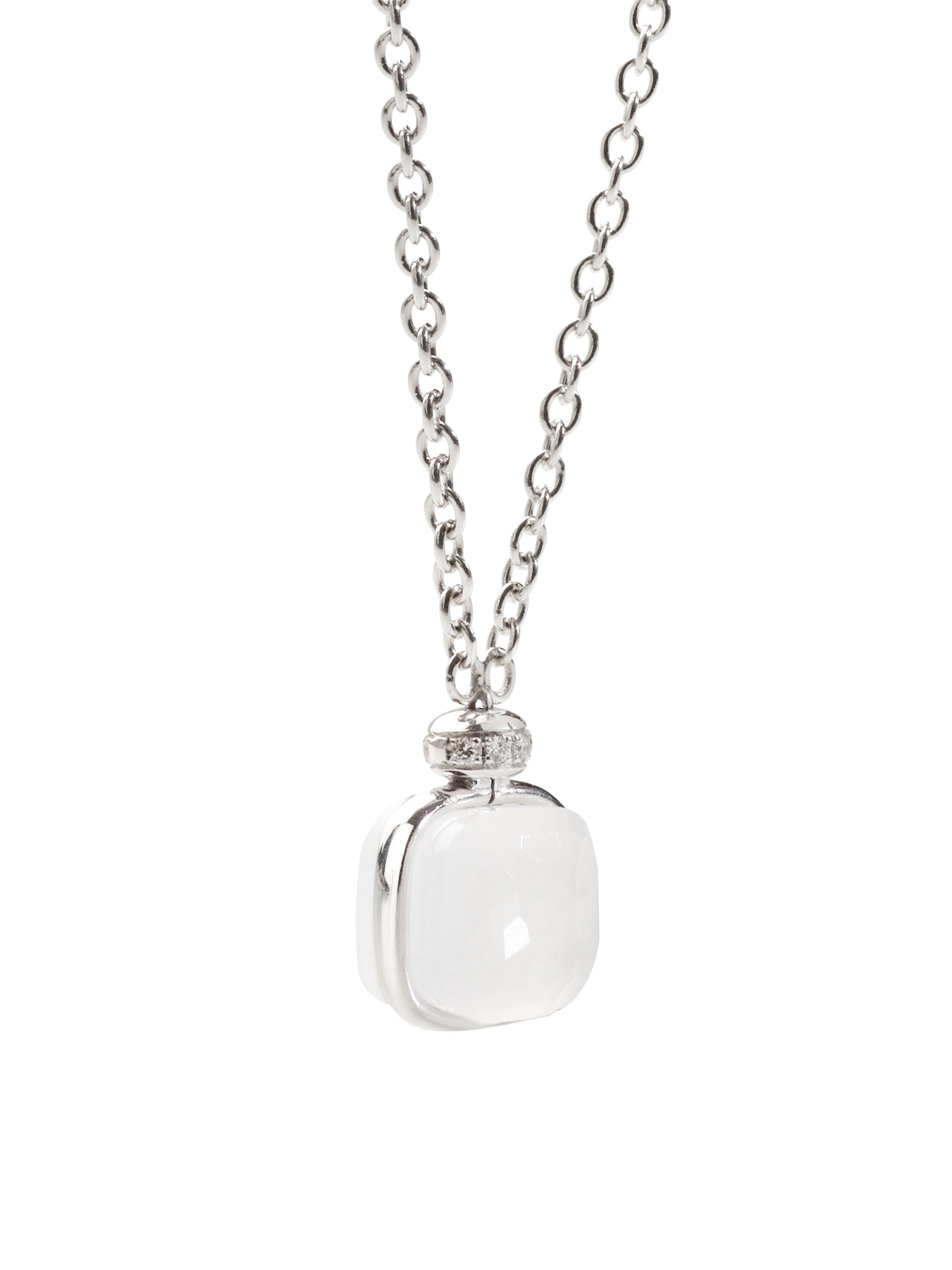 Pomellato Women's Nudo 18K White Gold, Milky Quartz & Diamond Pendant Necklace