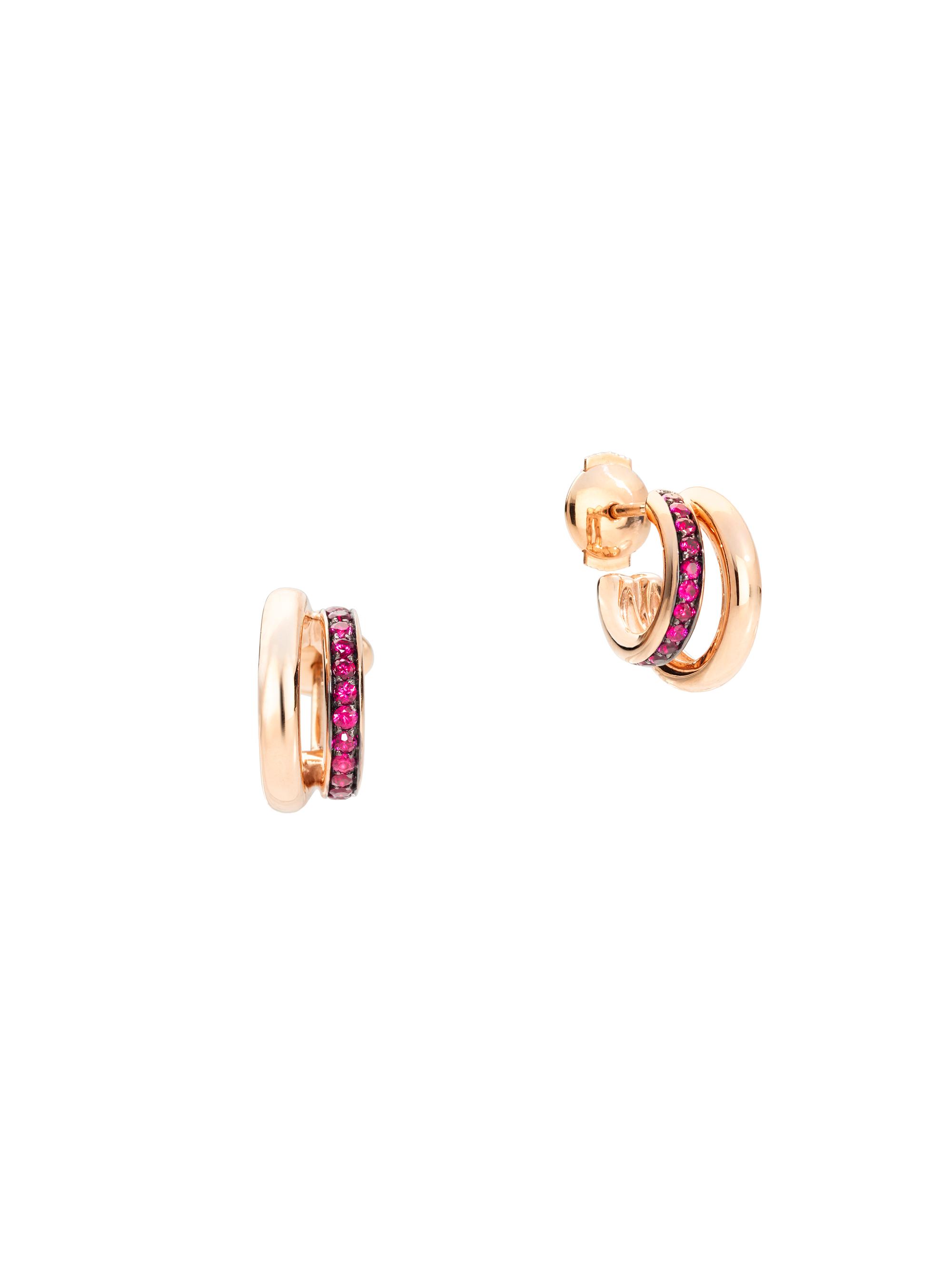 Pomellato Women's Iconica 18K Rose Gold & Ruby Layered Hoop Earrings