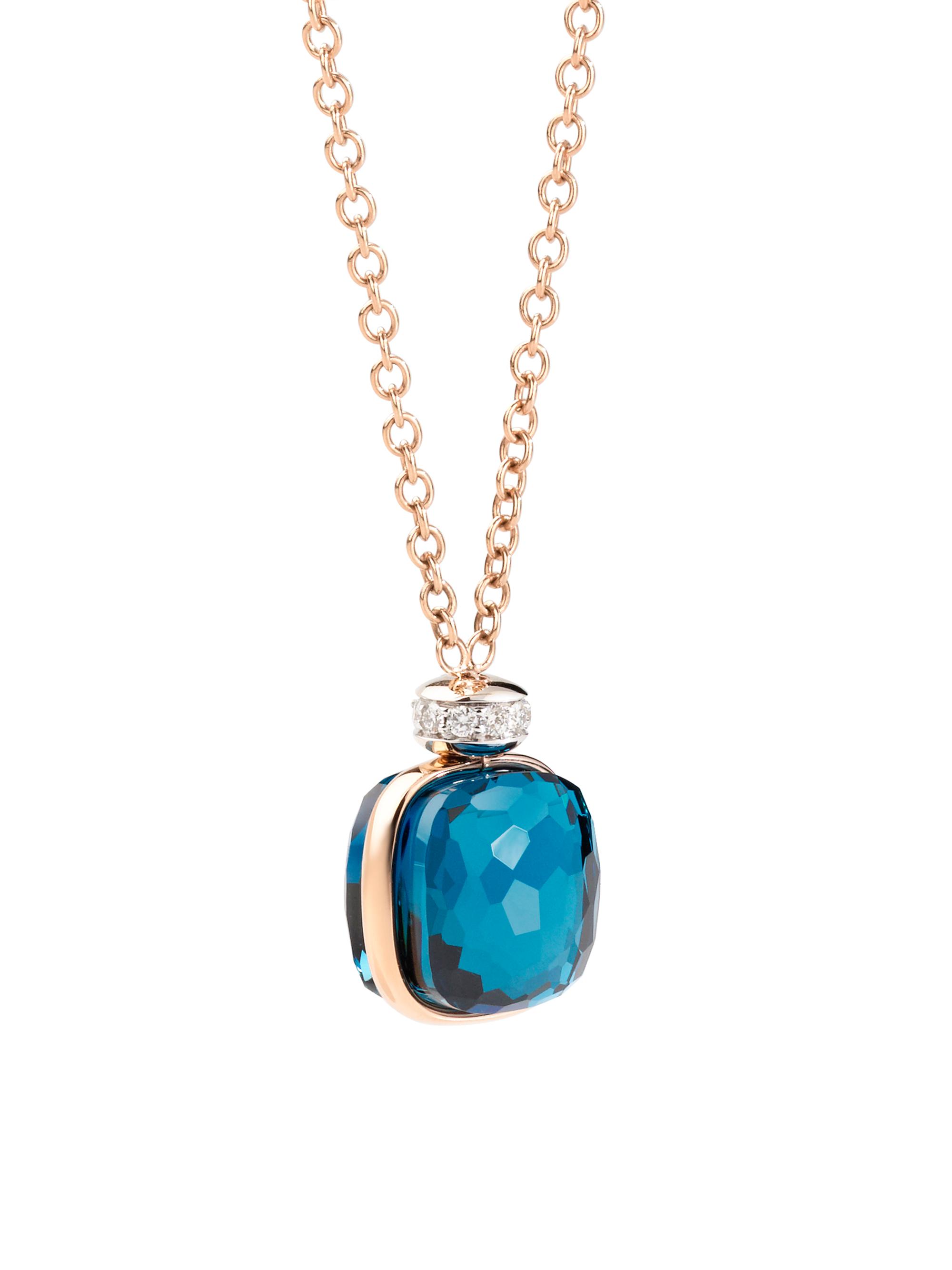Pomellato Women's Nudo Classic Two-Tone 18K Gold, London Blue Topaz & Diamond Pendant Necklace
