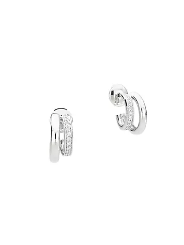 Iconica 18K White Gold & Diamond Layered Hoop Earrings