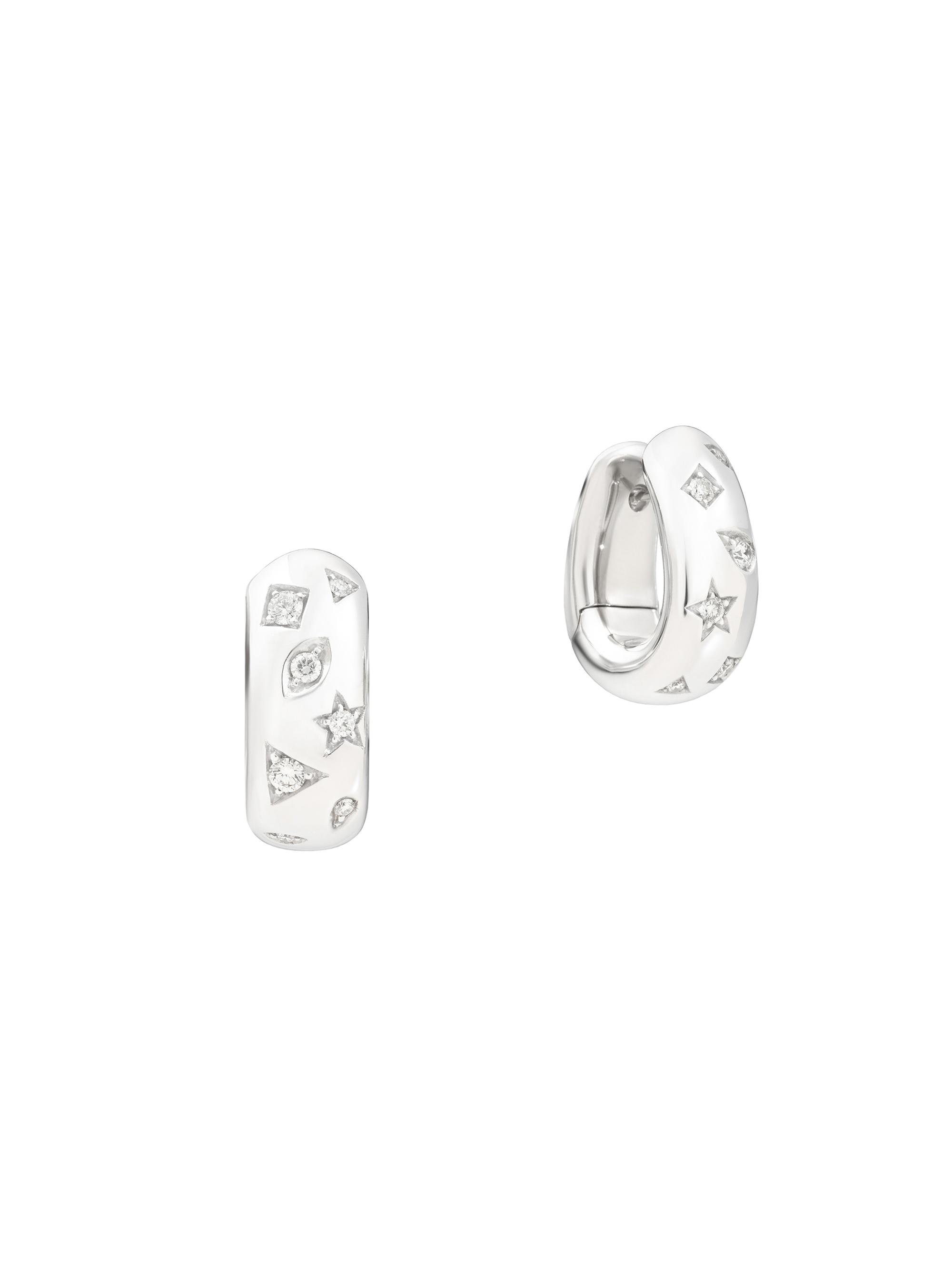 Pomellato Women's Iconica 18K White Gold & Diamond Engraved Hoop Earrings