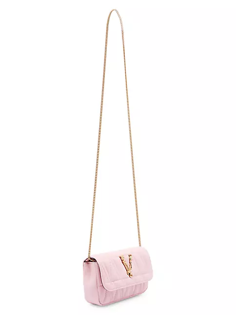 Versace Virtus Chain Flap Shoulder Bag Quilted Leather Mini - ShopStyle