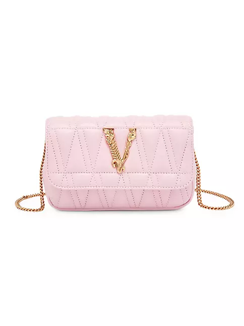 Shop Versace Mini Virtus Quilted Leather Crossbody Bag