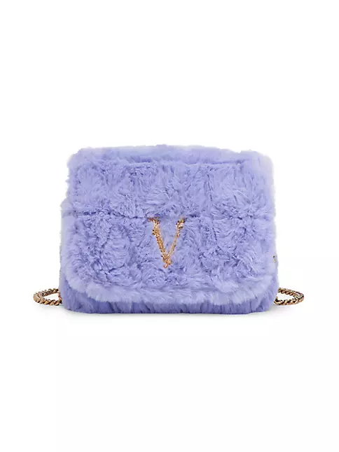 Versace Virtus Quilted Faux-Fur Shoulder Bag