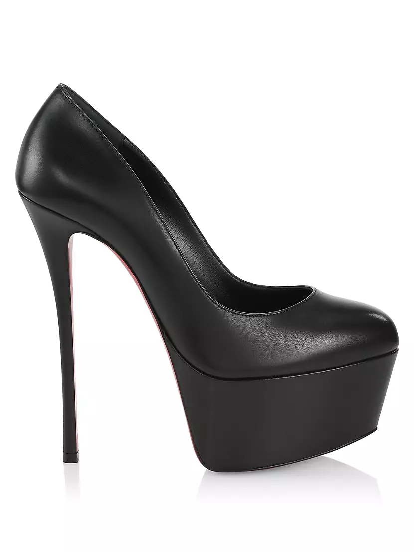 Christian Louboutin Dolly Leather Red Sole Platform Booties In Black