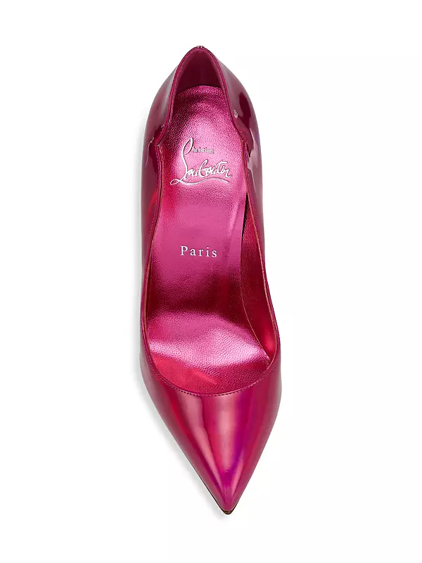 Christian Louboutin Hot Pink Suede Studded Patent