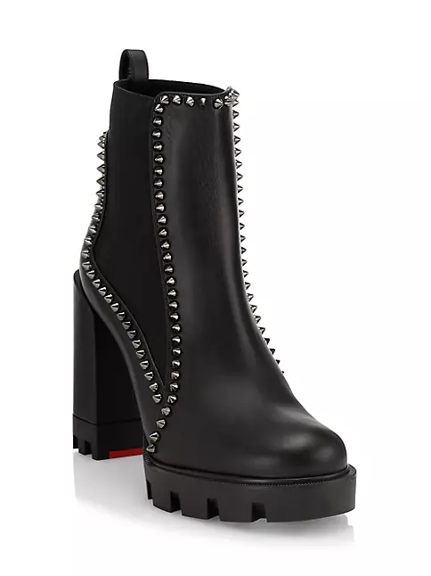 Christian Louboutin Chelsea Booty Lug Leather Ankle Boots 40