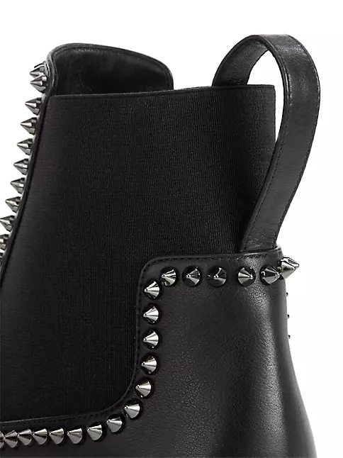 Christian Louboutin Spiked Studded Leather Ankle Bootie Boots 37.5