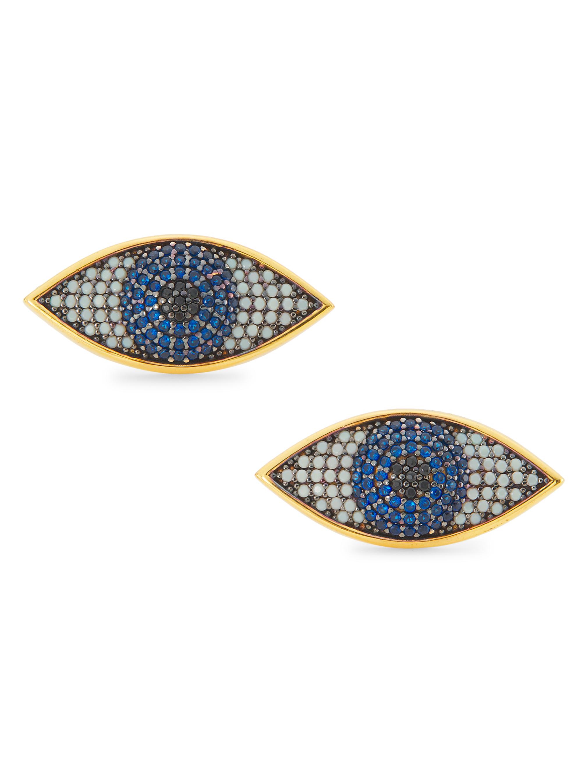 Begüm Khan Women's Nazer 24K-Gold-Plated, Synthetic Opal, & Root Sapphire Evil-Eye Stud Earrings - Opal Navy