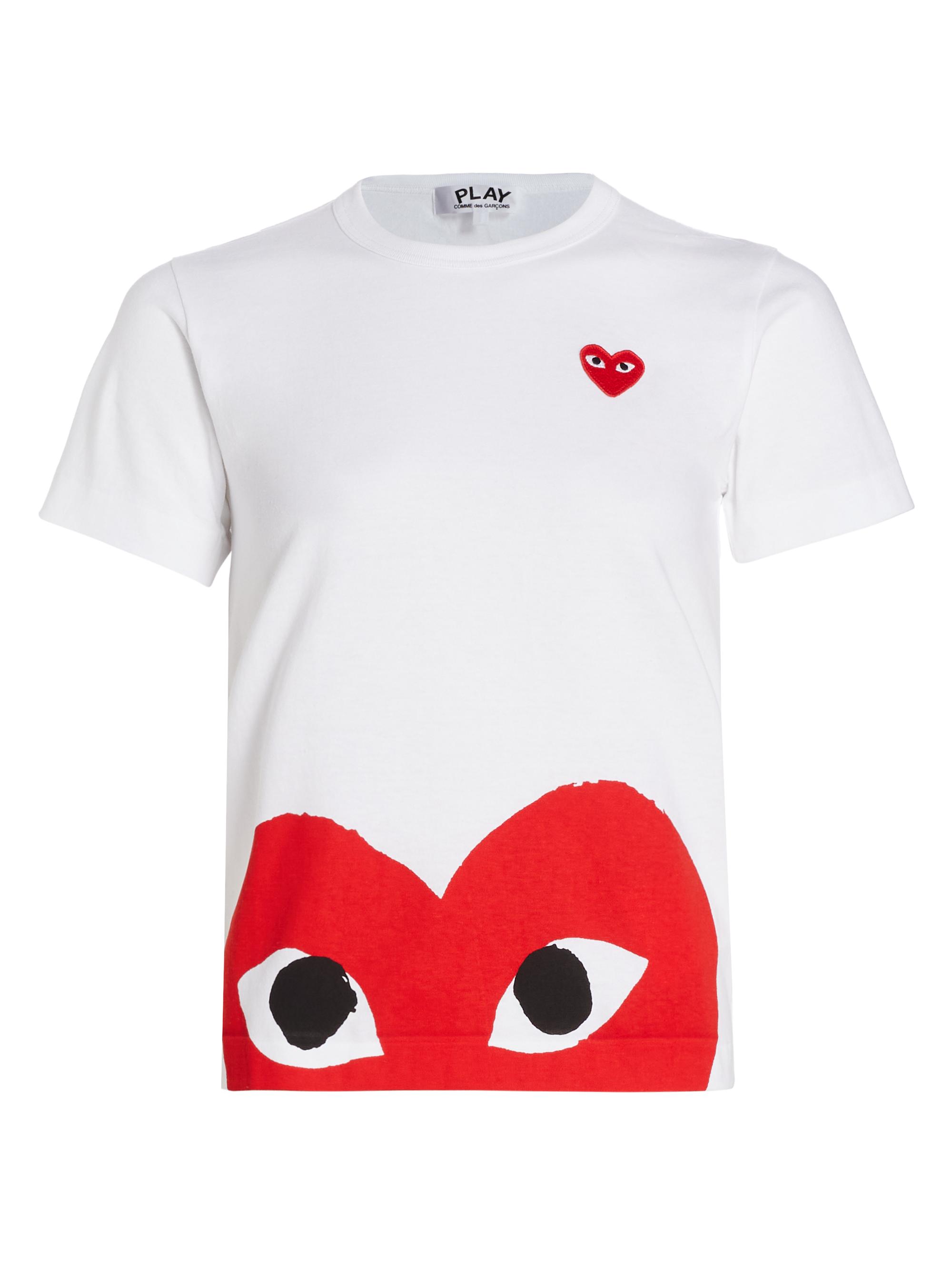 Comme des Garçons PLAY Women's Short-Sleeve Heart-Print T-Shirt - White