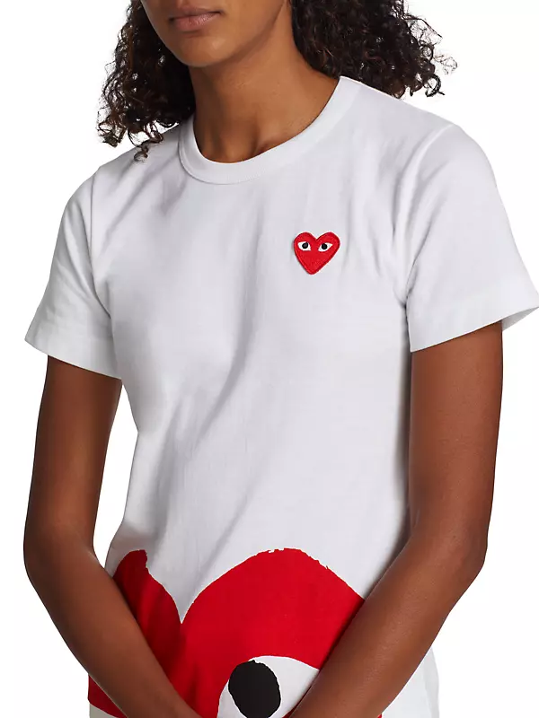 Comme des Garcons Play T-Shirt with Heart Print and Embroidery