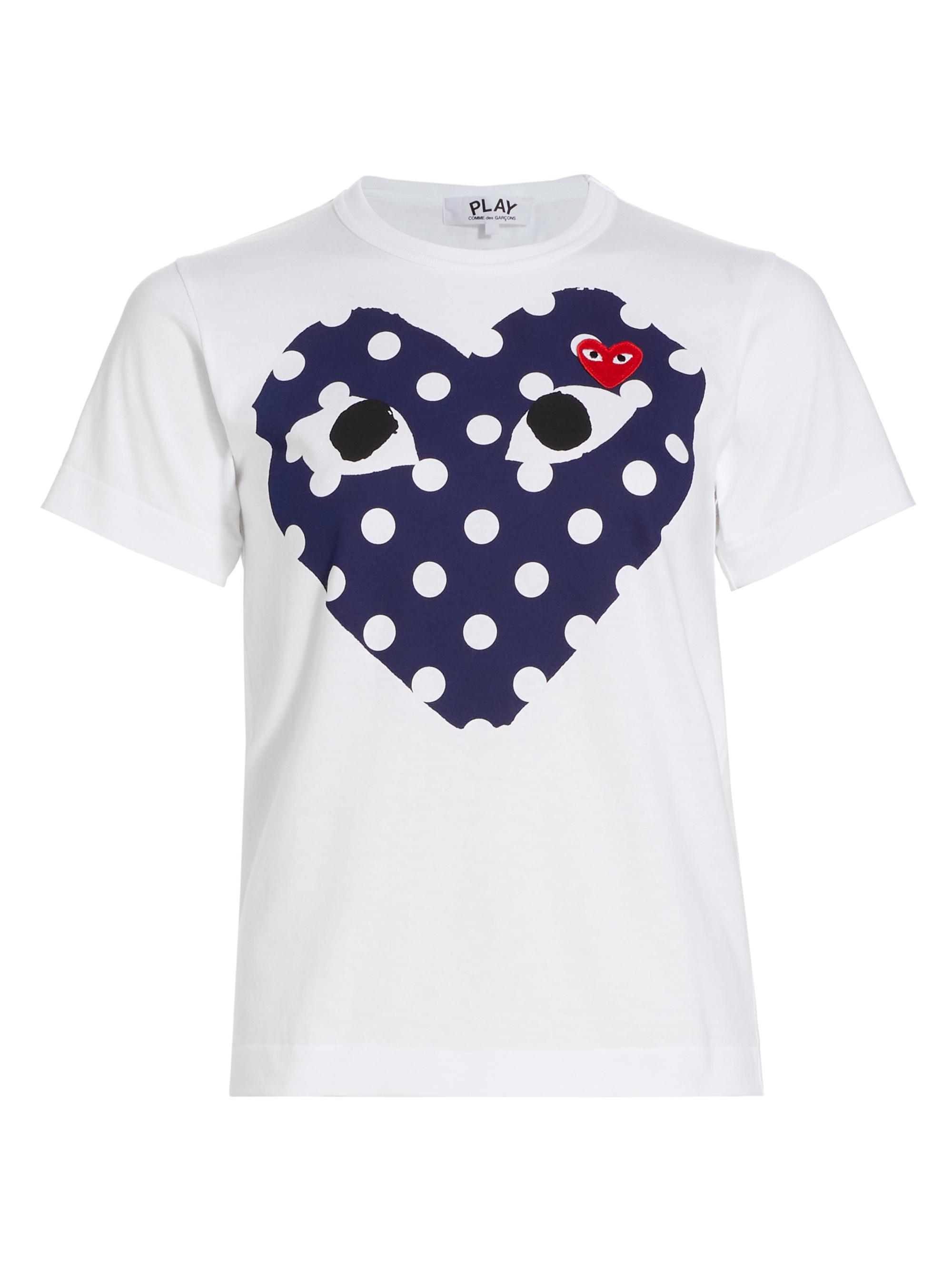 Comme des Garçons PLAY Women's Polka Dot Heart-Print Cotton Jersey T-Shirt - White