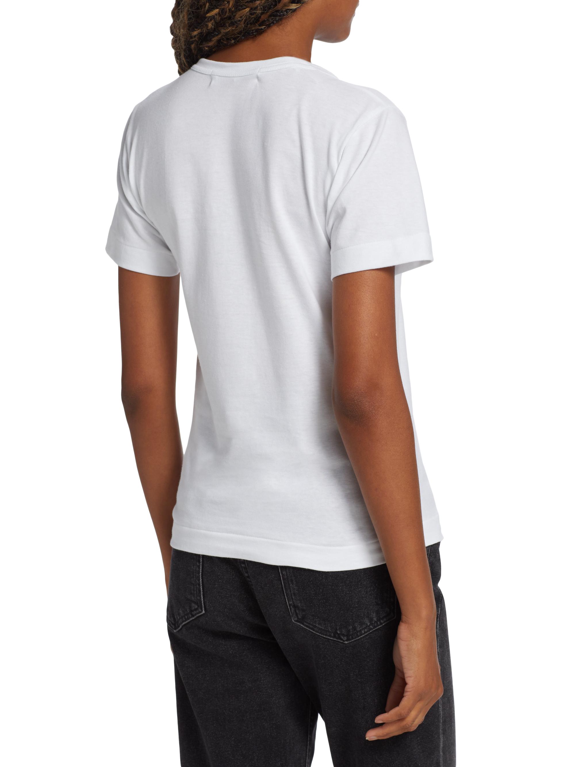 Comme des Garçons PLAY Women's Polka Dot Heart-Print Cotton Jersey T-Shirt - White | Thumbnail 4