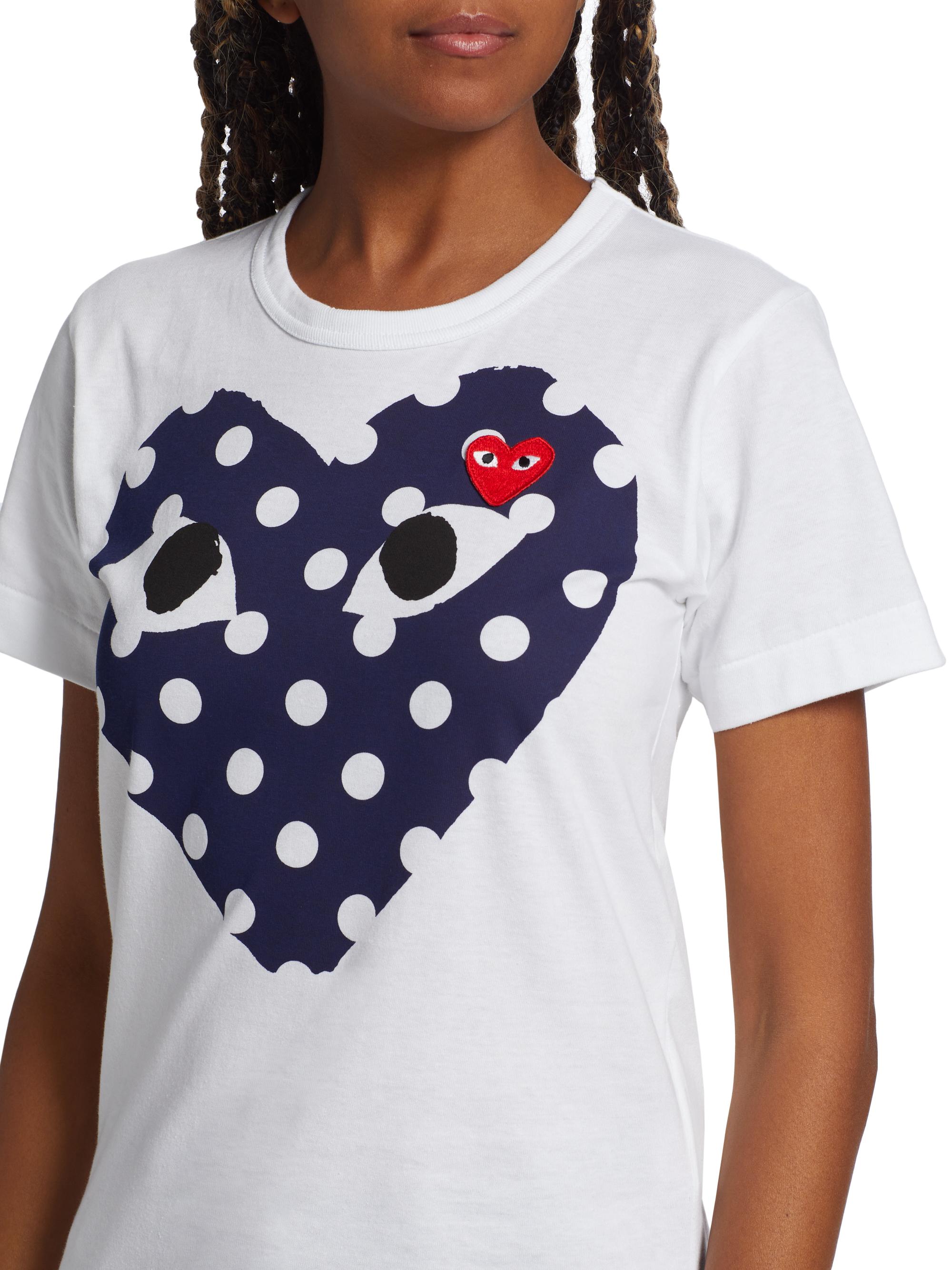 Comme des Garçons PLAY Women's Polka Dot Heart-Print Cotton Jersey T-Shirt - White | Thumbnail 5