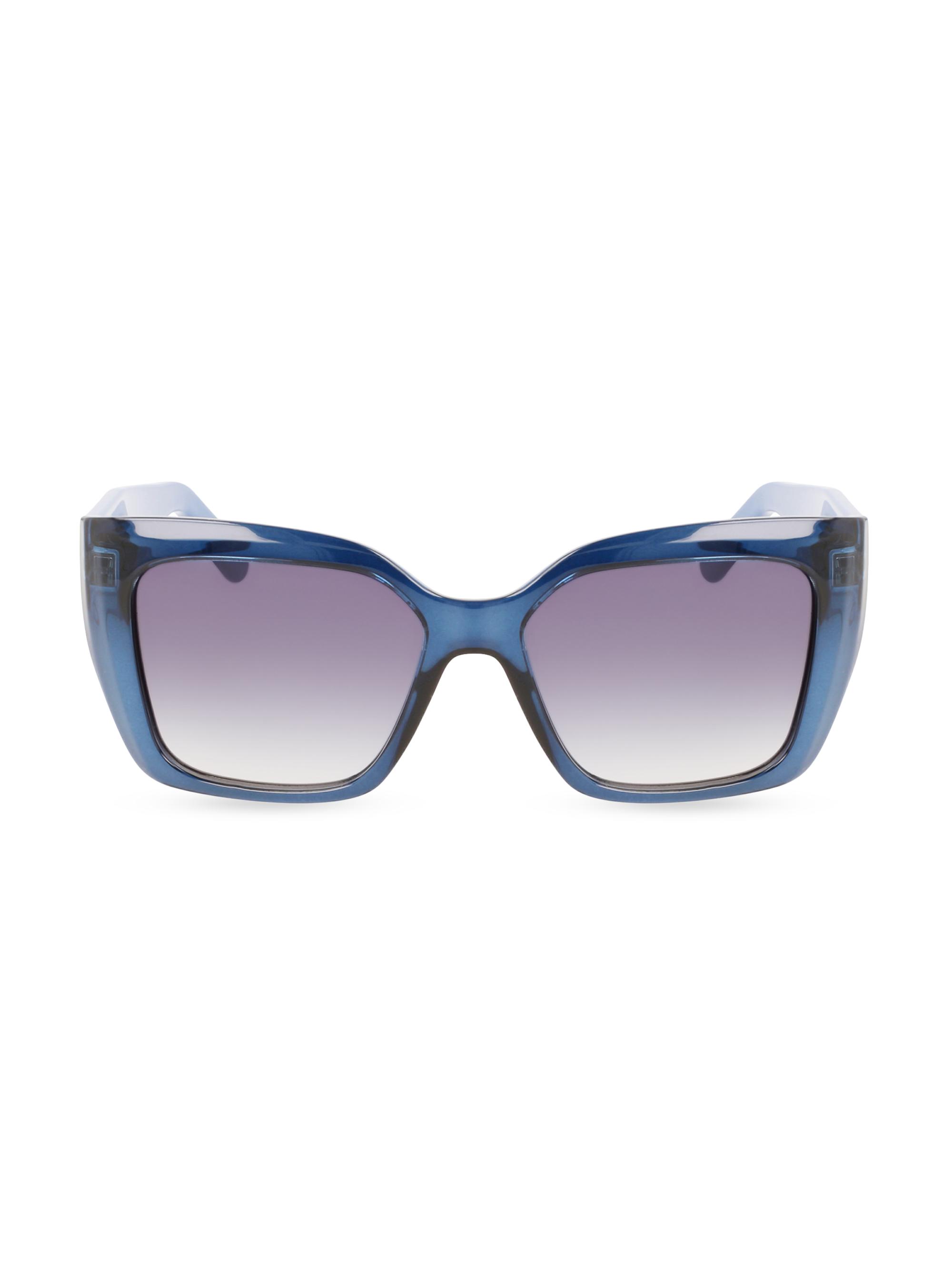 FERRAGAMO Women's 55MM Square Sunglasses - Transparent Blue