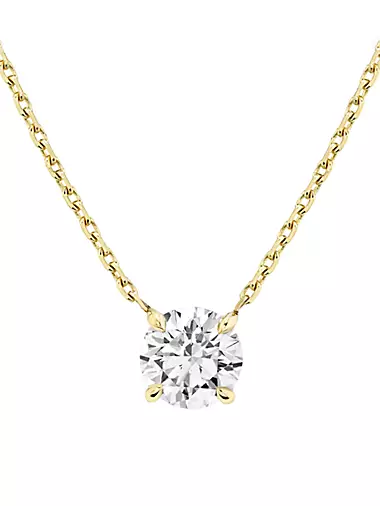 14K Yellow Gold & Round 0.75 TCW Lab-Grown Diamond Pendant Necklace