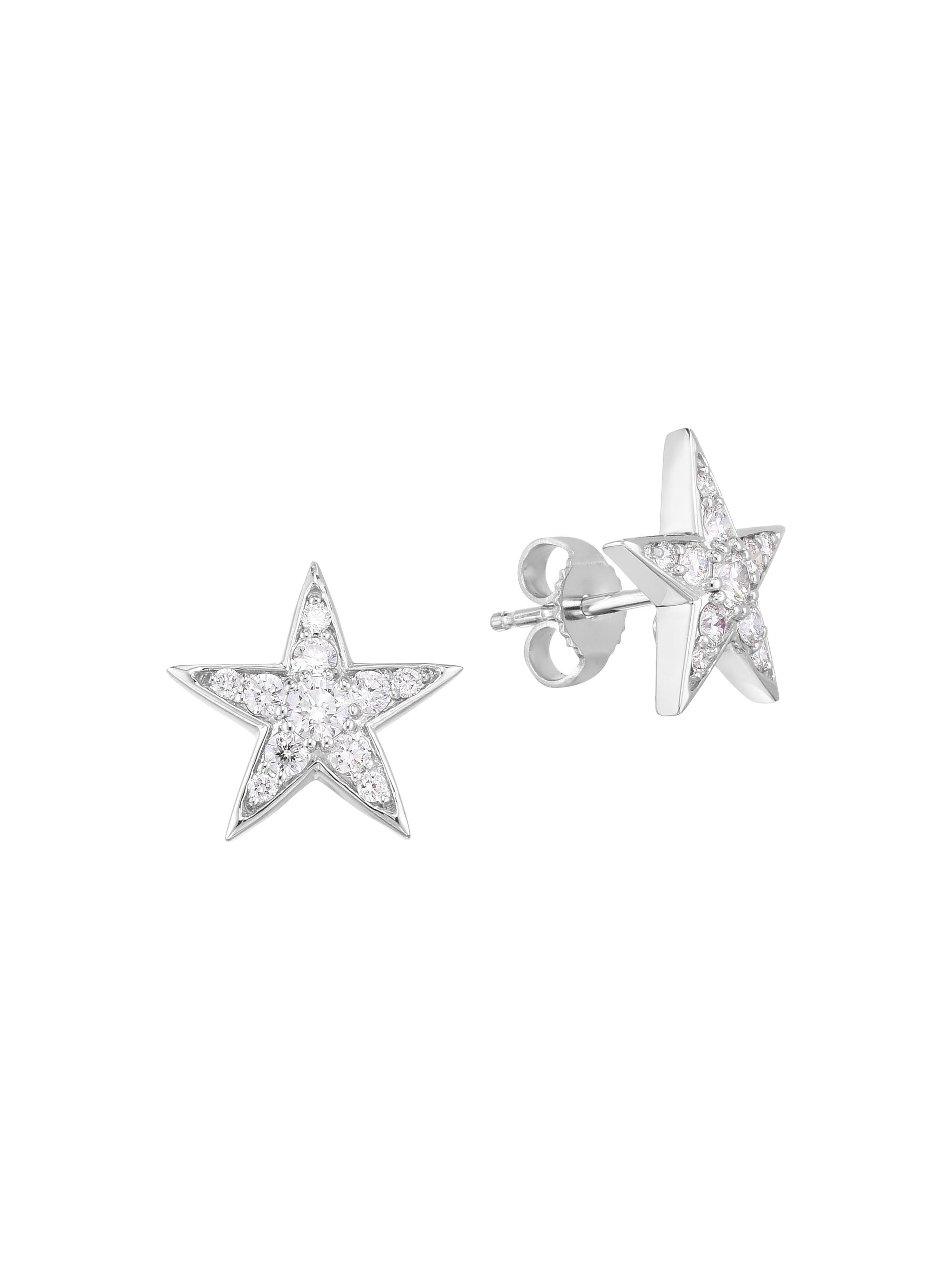 Roberto Coin Women's Tiny Treasures 18K White Gold & Diamond Star Earrings - White Gold