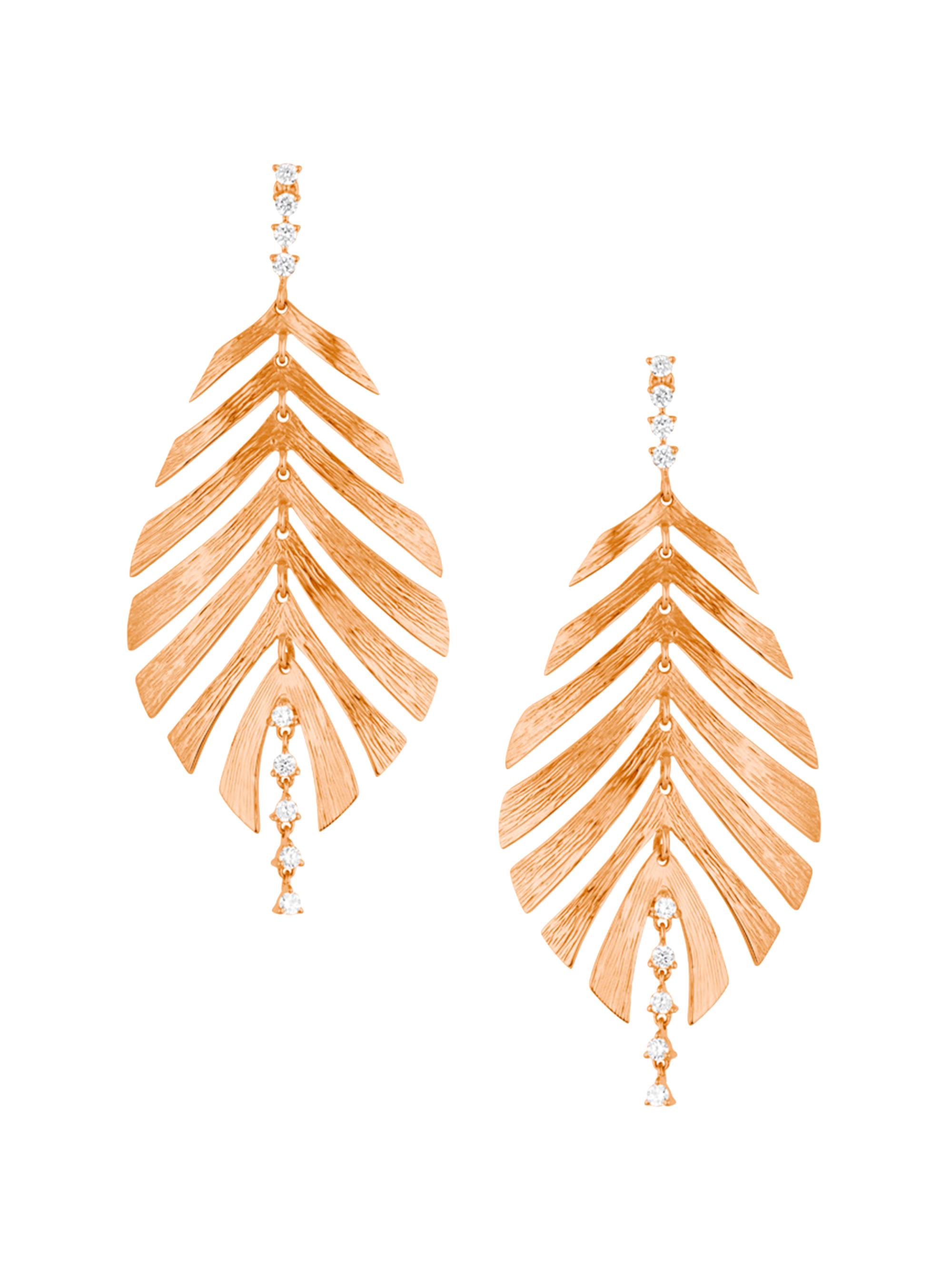 Hueb Women's Bahia 18K Pink Gold & Diamond Leaf Earrings - Pink Gold