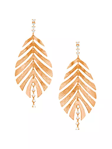 Bahia 18K Pink Gold & Diamond Leaf Earrings
