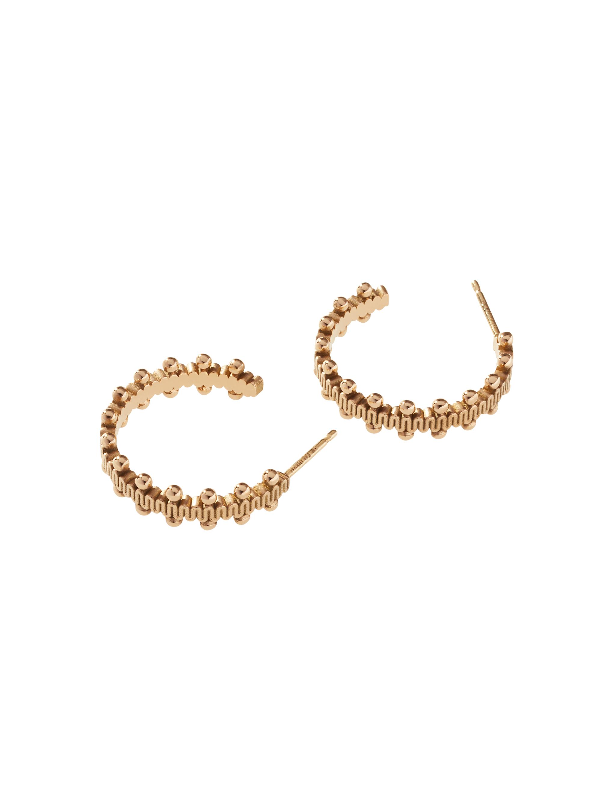 Oscar Massin Women's Beaded 18K Yellow Gold  Hoop Earrings
