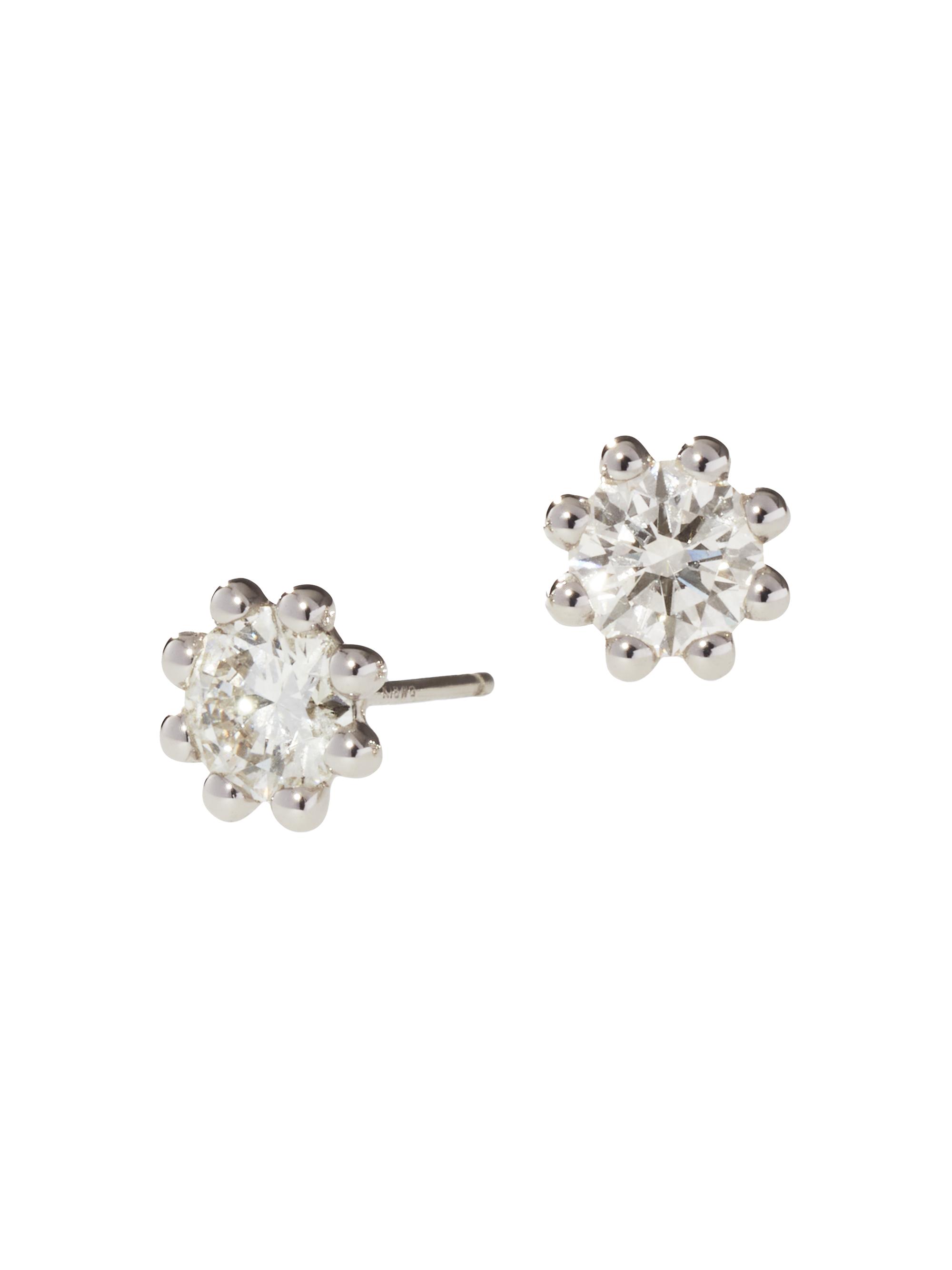 Oscar Massin Women's Beaded 18K White Gold & Latitude Lab-Grown Diamond  Stud Earrings