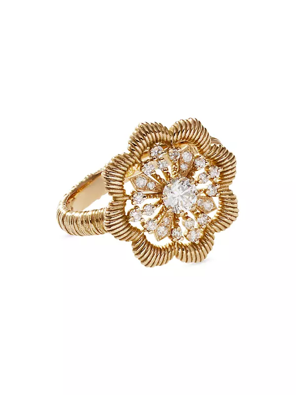 Lace Flower 18K Yellow Gold &Latitude Lab-Grown Diamond Large Ring