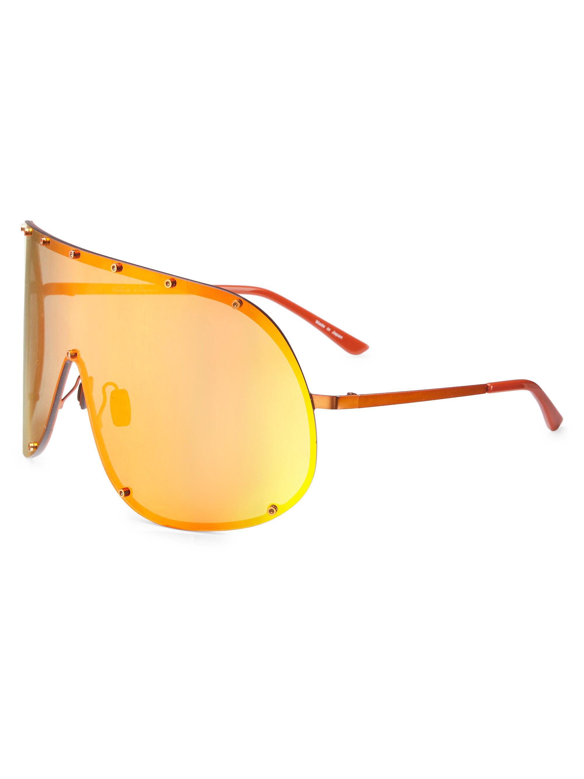 Rick Owens Men's Shield 80MM Oval Sunglasses - Orange