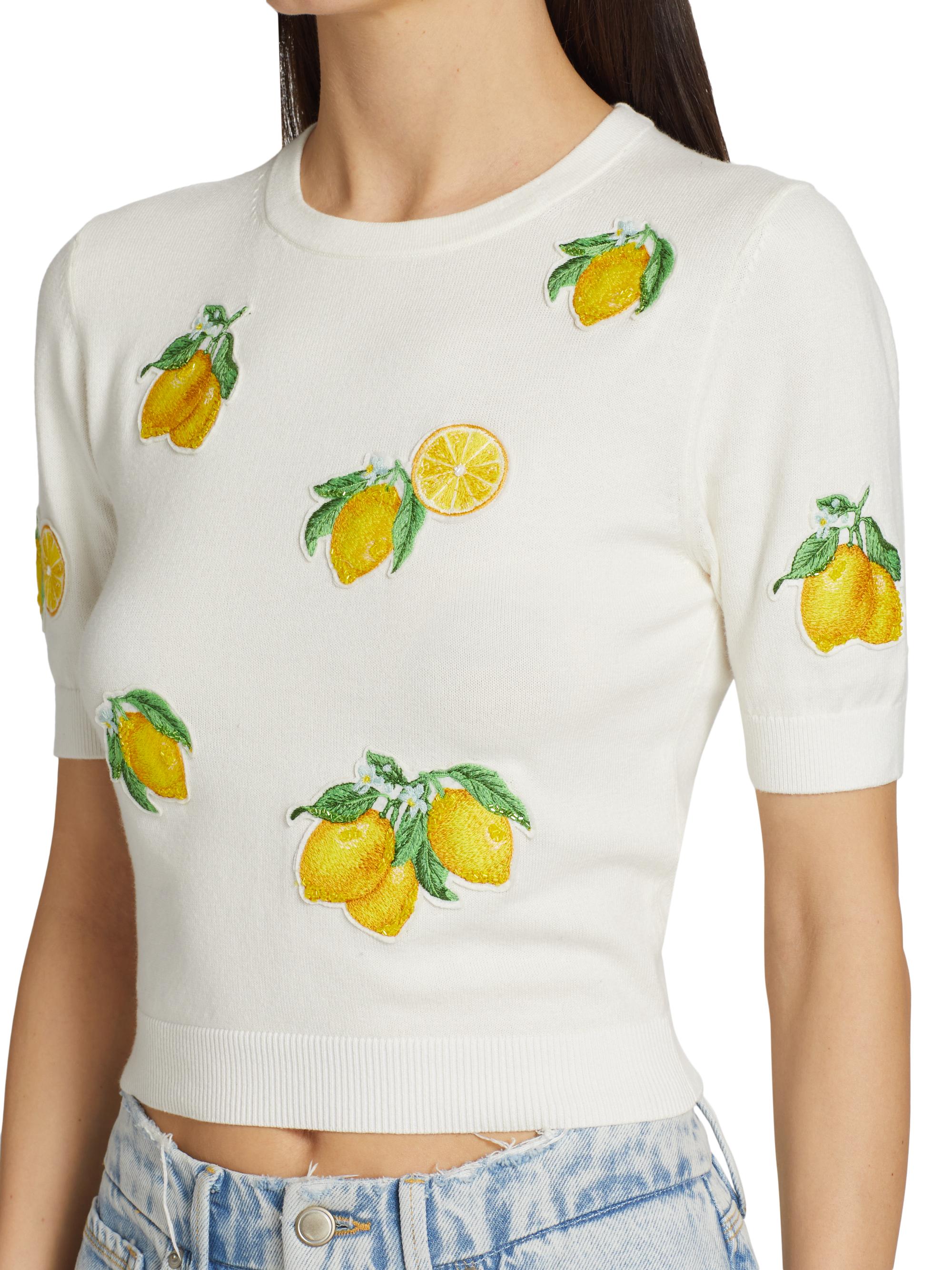 Alice + Olivia Ciara Lemon Cropped Sweater | Saks Fifth Avenue