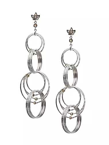 Spring Sterling Silver & Diamond Drop Earrings