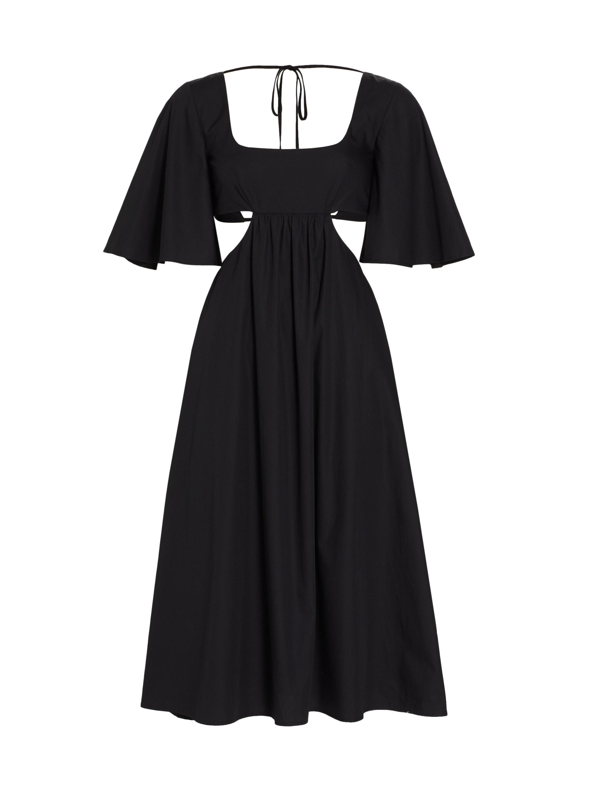 Matthew Bruch Women's Cotton Cut-Out Midi-Dress - Black Poplin