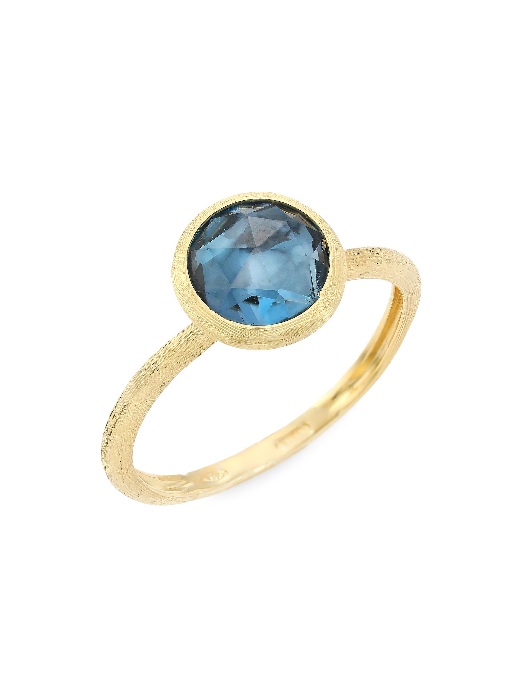 Marco Bicego Women's Jaipur Color Small 18K Yellow Gold & London Blue Topaz Stackable Ring - London Blue Topaz