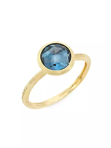 Jaipur Color Small 18K Yellow Gold & London Blue Topaz Stackable Ring