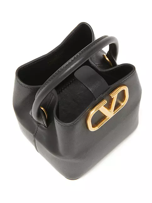 Valentino Garavani V-Logo Mini Leather Bucket Bag