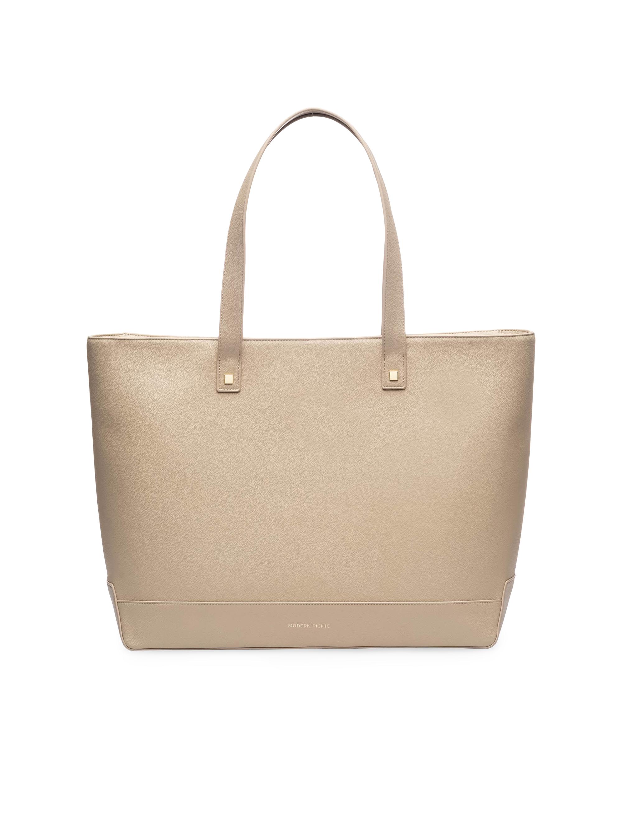 Modern Picnic Women's The Grained Vegan Leather Tote - Creme
